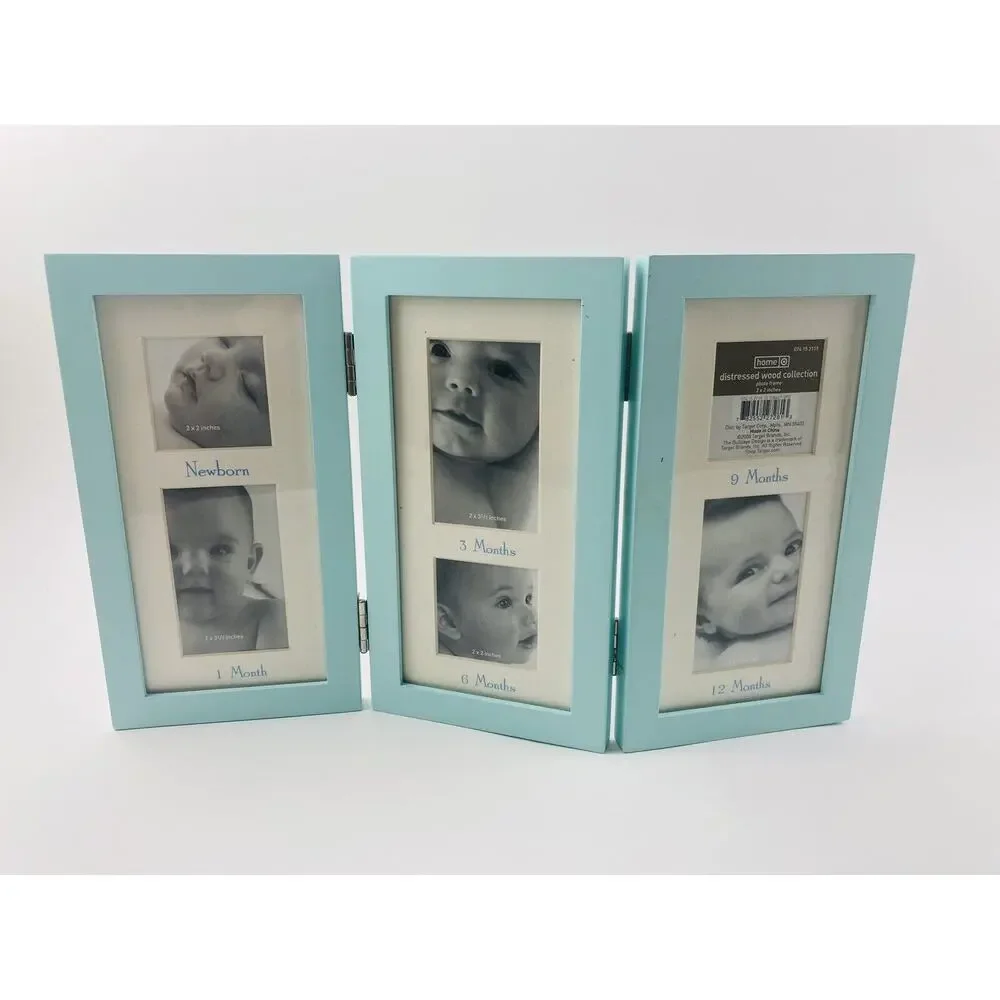 Blue Baby First Year Picture Frame Trifold Hinged 6 Photos Months Target Home Ma